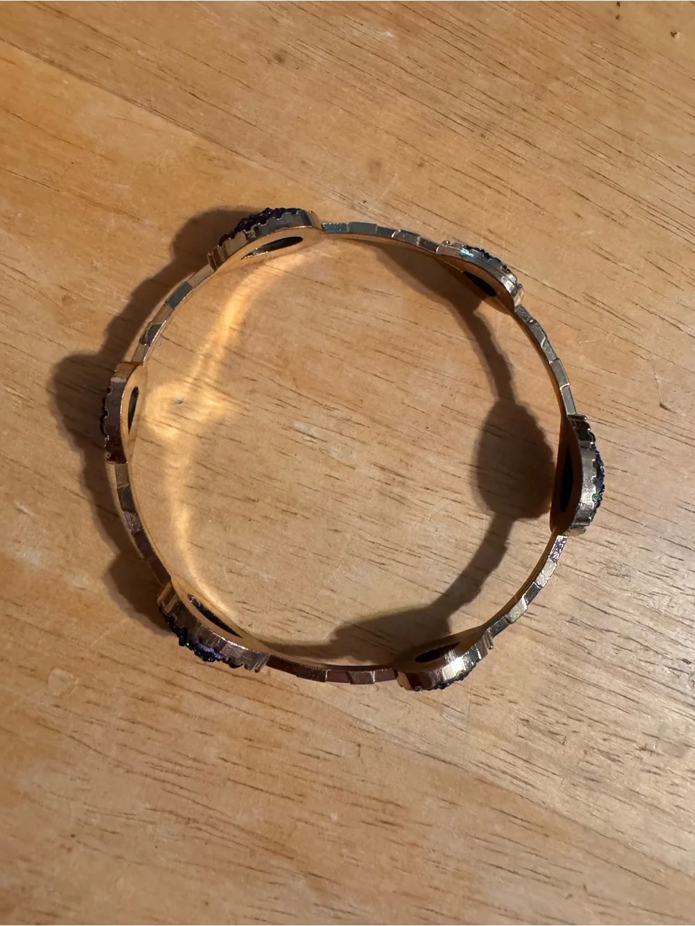 Gold Tone Faux Druzy Bangle Bracelet